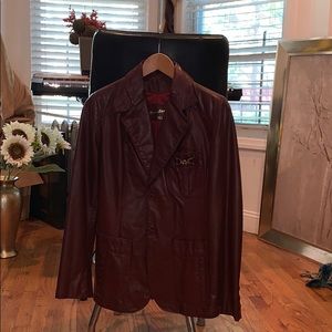 Genuine leather vintage burgundy jacket.